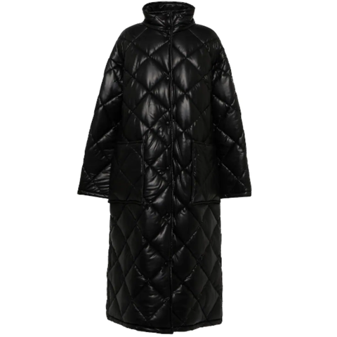 zwarte gewatteerde jas van stand studio via mytheresa
