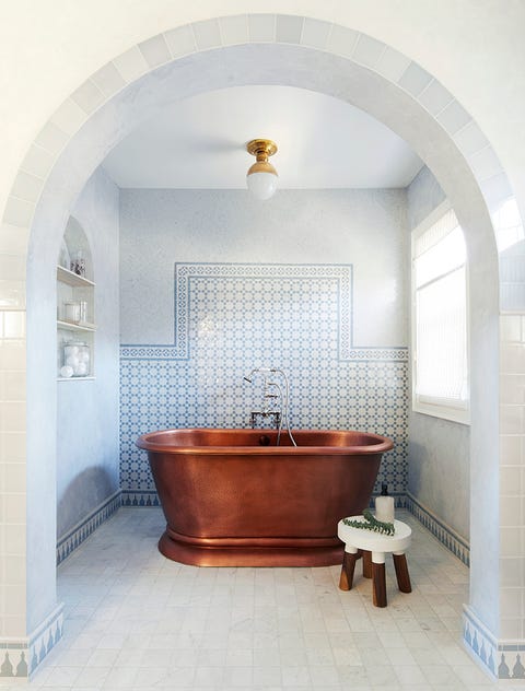 white and blue bathroom