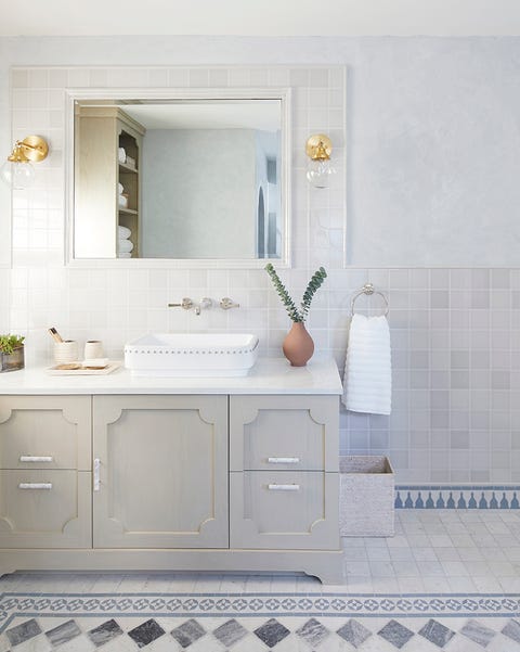 white and blue bathroom