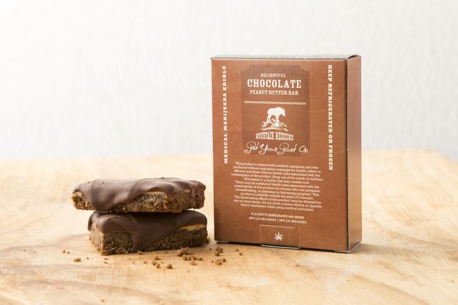 Lewis’ Mountain Medicine line of medicinal edibles includes this peanut butter chocolate bar. Source: Jennifer Olson