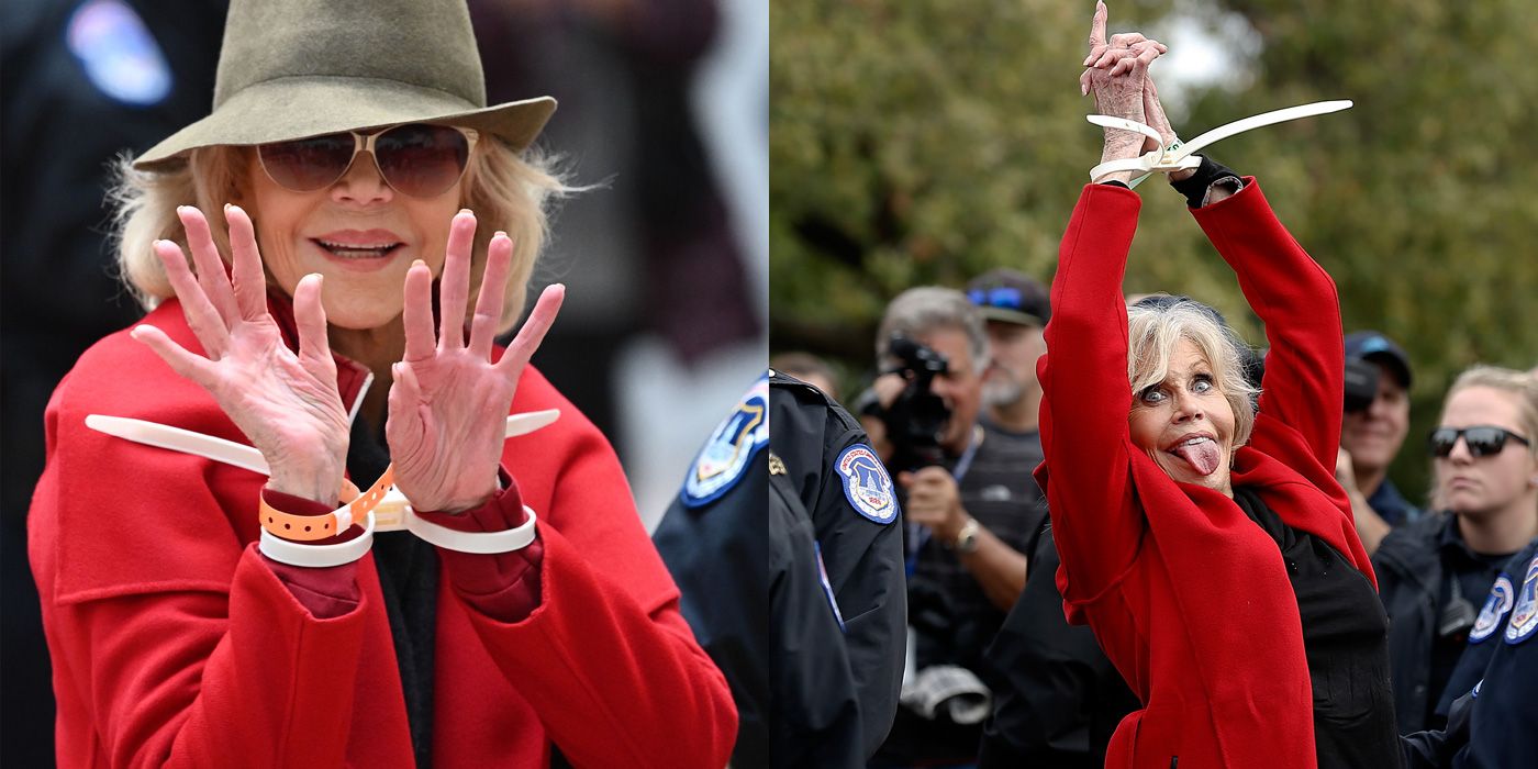 Why Jane Fonda Was Arrested Fire Drill Fridays Climate Protest Details   Jane Fonda Arrested 1573150242 