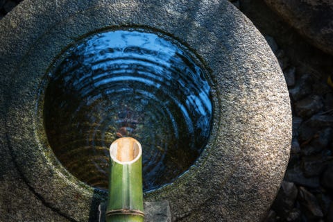 stone wash basin found in japanese garden