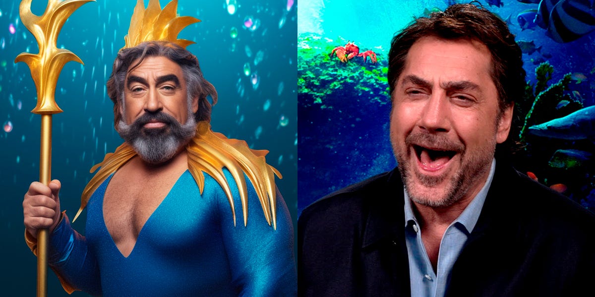 Javier Bardem’s hilarious reaction to seeing himself as King Triton from ‘The Little Mermaid’ and other Disney characters created by Artificial Intelligence