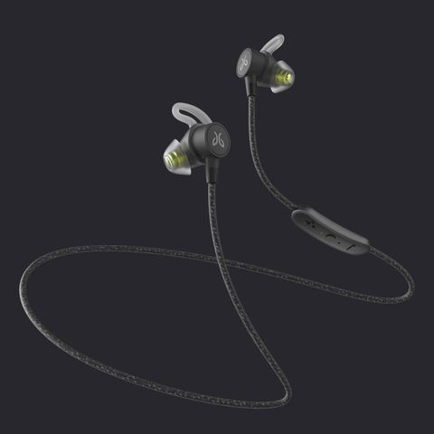 a pair of black wireless earbuds