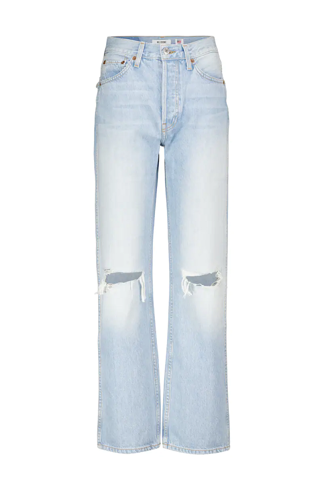 Blu Farfetch Abbigliamento Pantaloni e jeans Jeans Jeans straight Jeans dritti con stampa 