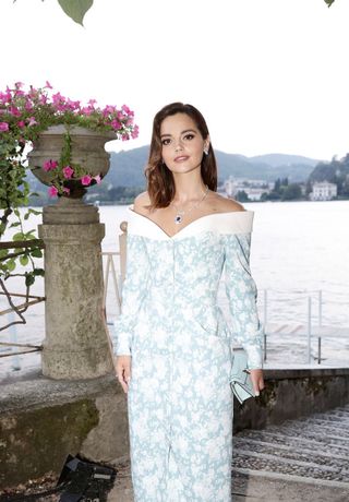 Jenna Coleman wears florals in Lake Como