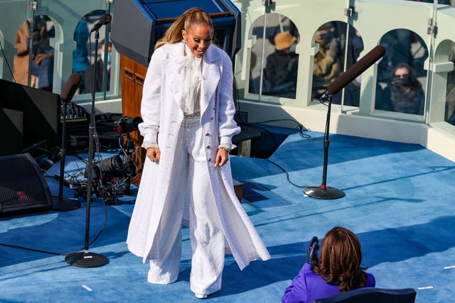 J Lo Wore Head To Toe Chanel For The Inauguration Jennifer Lopez Inauguration Outfit 2021