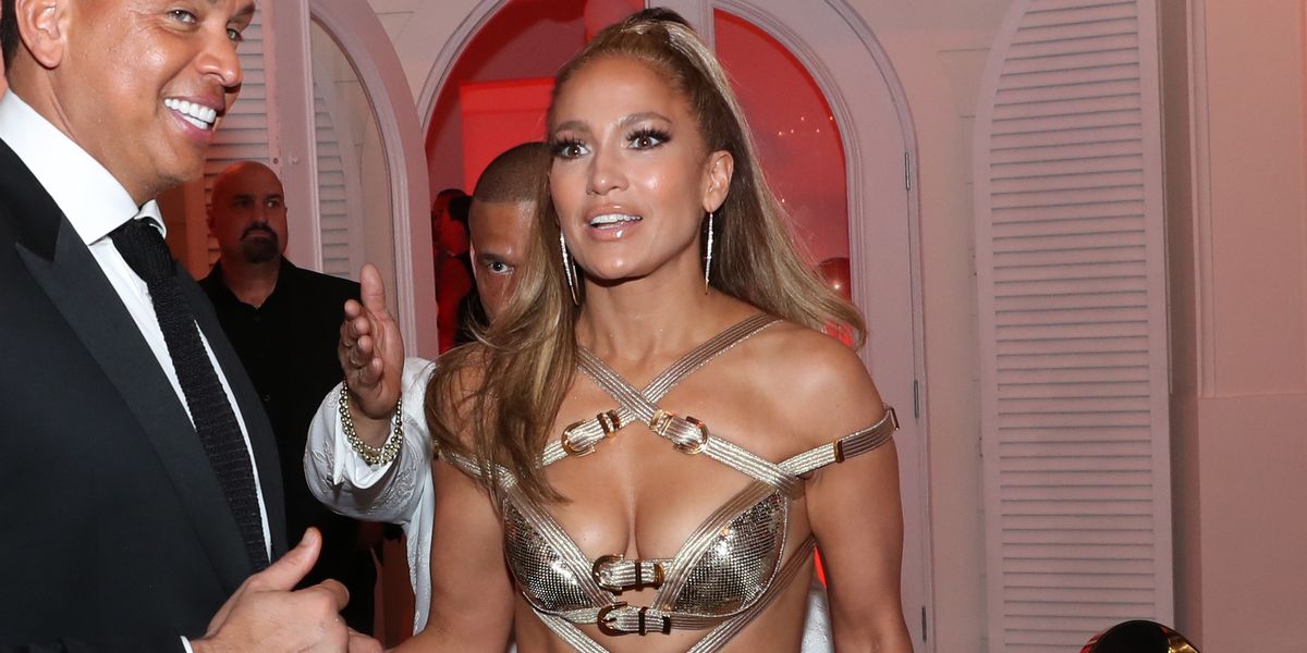 Jennifer Lopez Wears Sexy Gold Dress For 50th Birthday