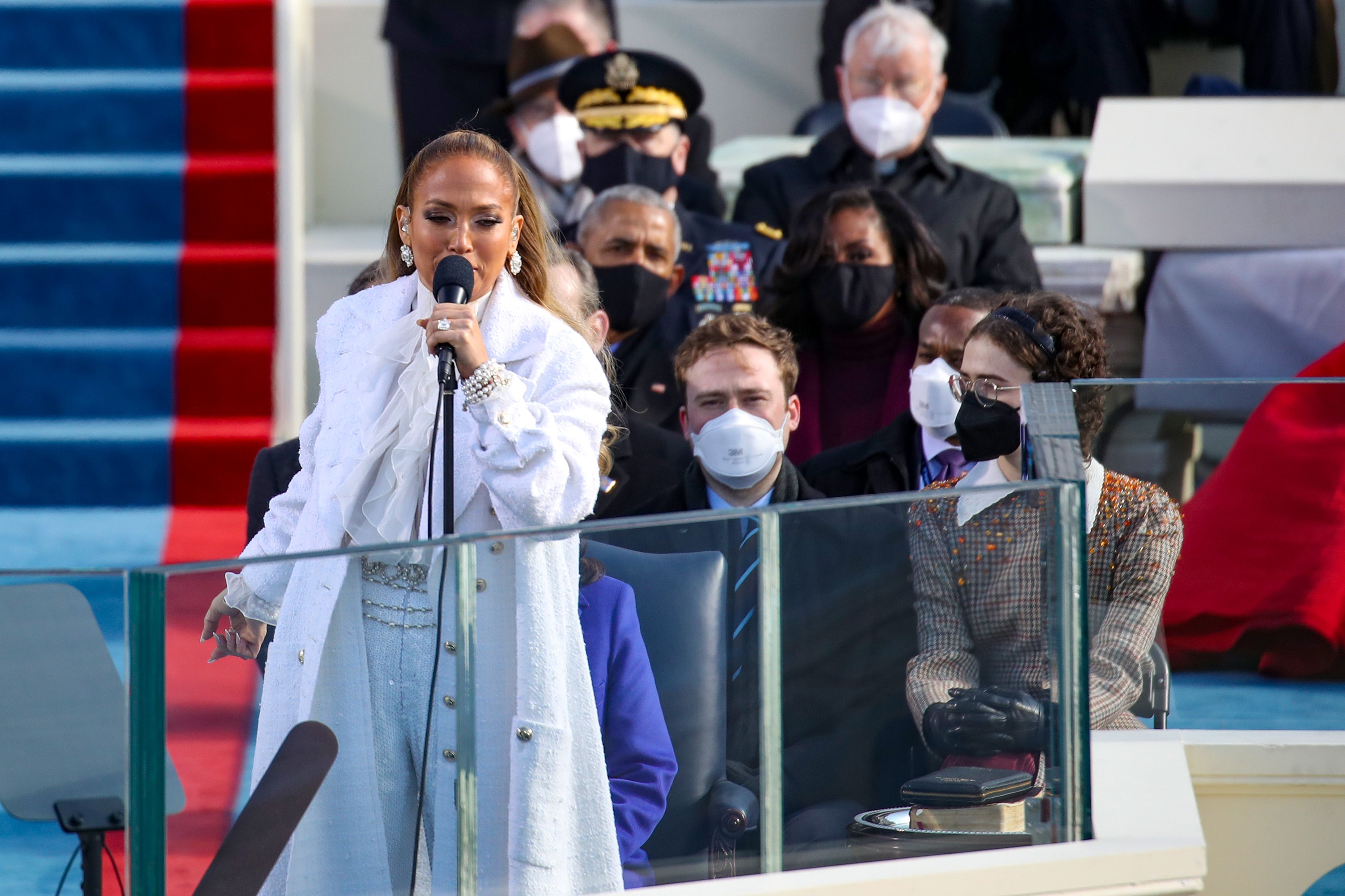 J Lo Wore Head To Toe Chanel For The Inauguration Jennifer Lopez Inauguration Outfit 2021