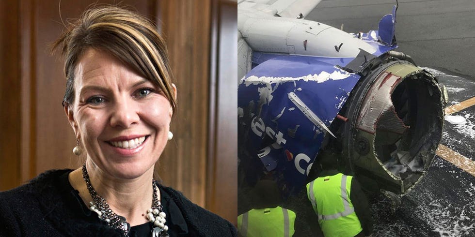 Woman died after being 'sucked out of a plane' when the engine exploded