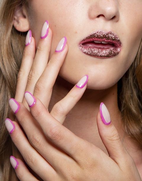 Manicure, Nail, Nail polish, Nail care, Finger, Pink, Skin, Beauty, Lip, Cosmetics, 