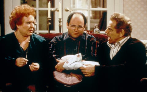seinfeld the shower head episode 15 pictured lr estelle harris as estelle costanza, jason alexander as george costanza, jerry stiller as frank costanza photo by margaret nortonnbcu photo bank