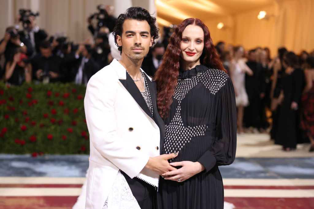 A Pregnant Sophie Turner & Joe Jonas Looked Dramatic in Black and White at the Met Gala 2022. See Photos Here.