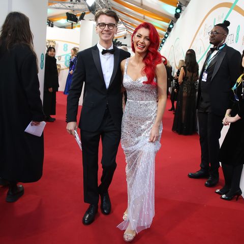 Joe Sugg and Dianne Buswell smiling on the red carpet, Joe Sugg, Dianne Buswell