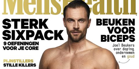 Chin, Muscle, Magazine, Chest, Facial hair, Font, Barechested, Jaw, Neck, Beard, 