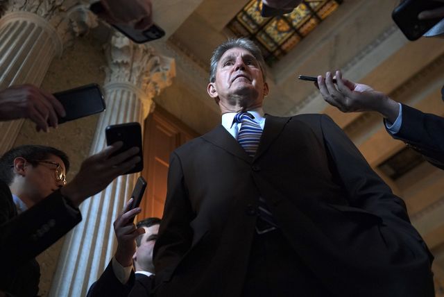 washington, dc   may 28 senator joe manchin speaks with journalists after the gop blocked the january 6 commission through a procedural measure at the us capitol on may 28, 2021 in washington, district of columbia manchin was frustrated that the bill was blocked photo by bonnie jo mountthe washington post via getty images