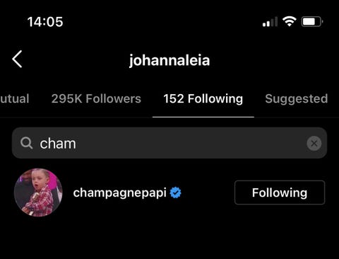 Drake and Johanna following each other on IG drake and johanna following each other on ig