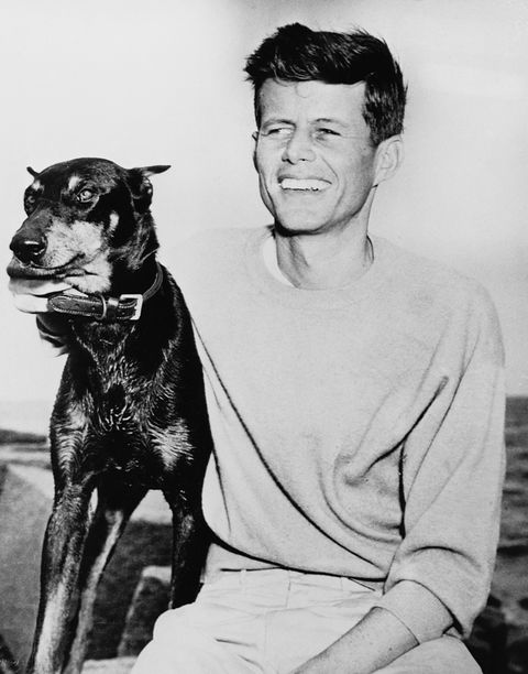 John F. Kennedy at Hyannis Port With His Dog