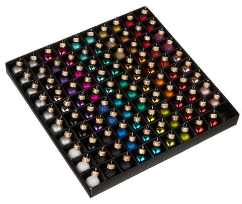 John Lewis & Partners Rainbow Mini Glass Baubles, Box of 100, Multi - Christmas tree decorations