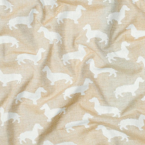 John Louden Sausage Dog Print Fabric, Cream