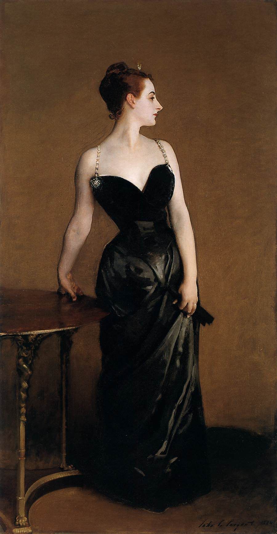 woman in long black dress