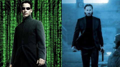 Keanu Reeves en Matrix y John Wick