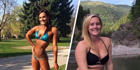 A former body builder has gone viral after sharing a photo of her reverse transformation