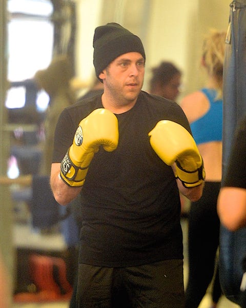  Jonah Hill boxing at a gym in Manhattan in December 2017.   