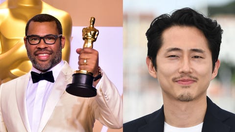 Jordan Peele and Steven Yeun in two mounted photos