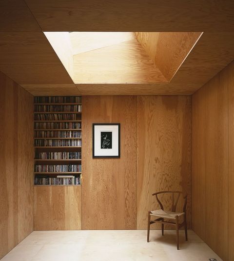 timber room with skylight