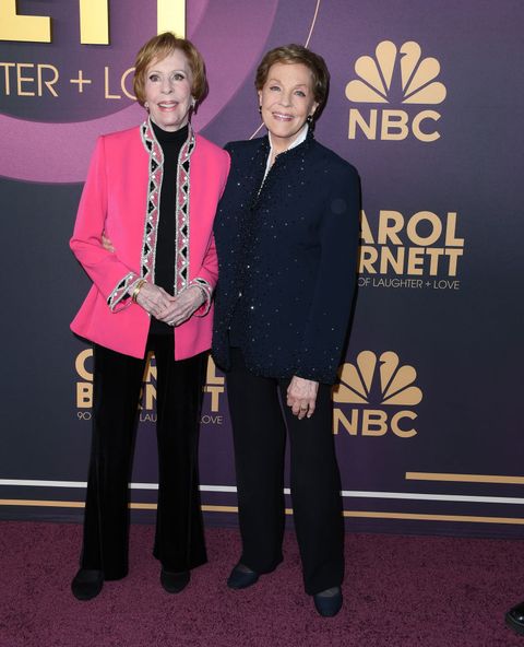 los angeles, california march 02 carol burnett and julie andrews arrives at the nbcs carol burnett 90 years of laughter love birthday special at avalon hollywood bardot on march 02, 2023 in los angeles, california photo by steve granitzfilmmagic