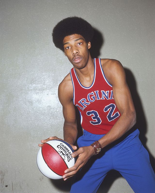 undated julius erving 32 of the virginia squires poses with a basketball when he was with the aba circa the 1970s photo by focus on sport via getty images