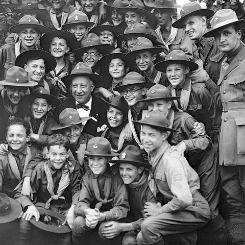 Al Smith Posing With Boy Scouts