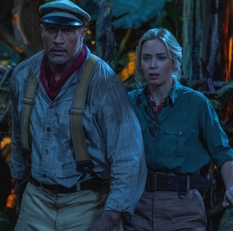 Dwayne Johnson as Frank Wolff and Emily Blunt as Lily Houghton in Jungle Cruise