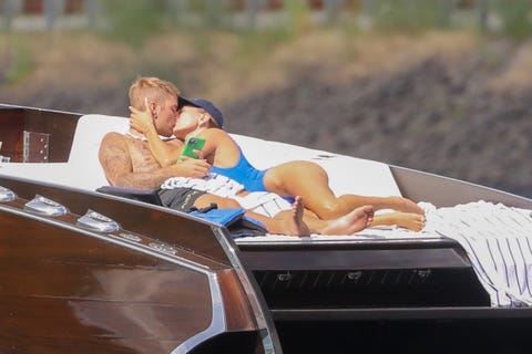 justin bieber and hailey bieber kissing on vacation