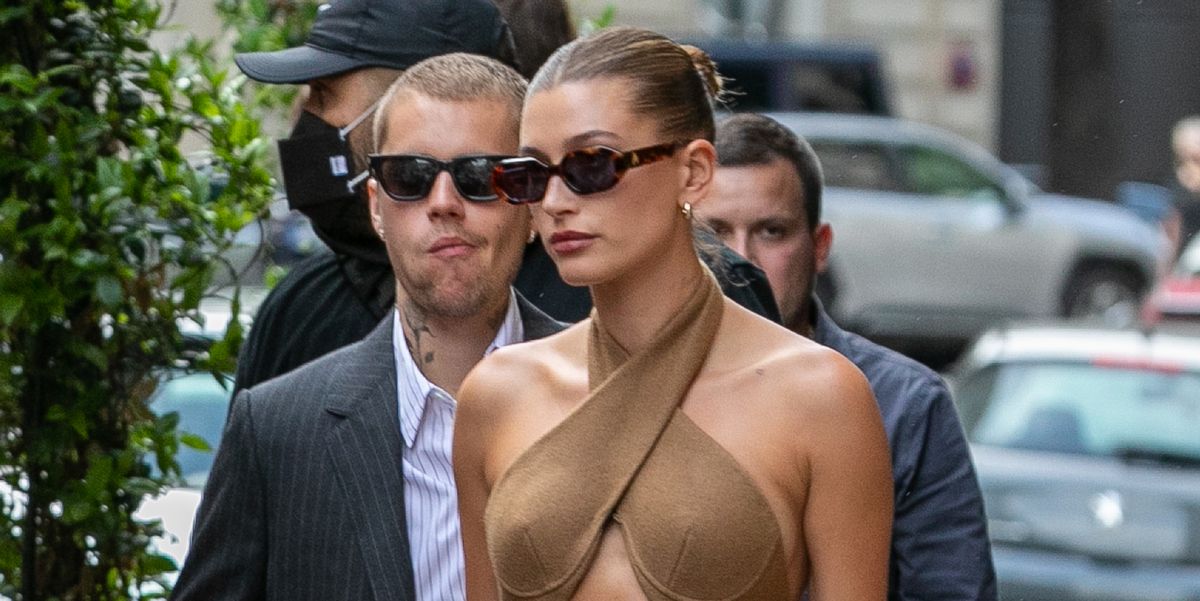 Hailey Bieber Wore An Ab-Baring Nude Cutout Dress To Meet The French President