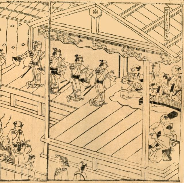 kabuki performance in the shijo river bed