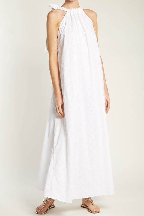 white high neck gown