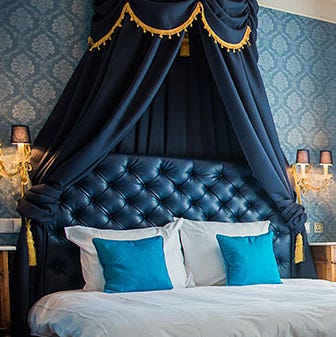 Blue, Room, Bedroom, Curtain, Interior design, Property, Suite, Yellow, Furniture, Azure, Blue, Room, Bedroom, Curtain, Interior design, Property, Suite, Yellow, Furniture, Azure,