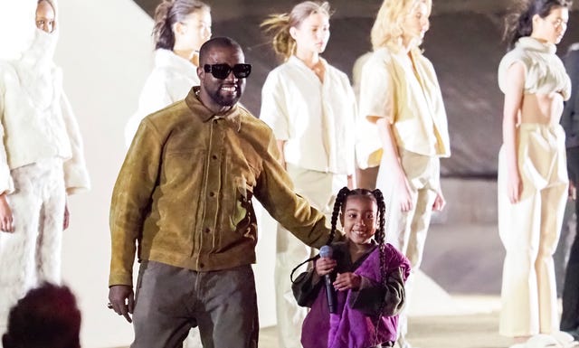 Celebrity Sightings - Paris Fashion Week Womenswear Fall/Winter 2020/2021 : Day Eight paris, france march 02 kanye west and daughter north west on the runway of the yeezy fashion show during paris fashion week womenswear fallwinter 20202021 on march 02, 2020 in paris, france photo by arnold jerockigc images