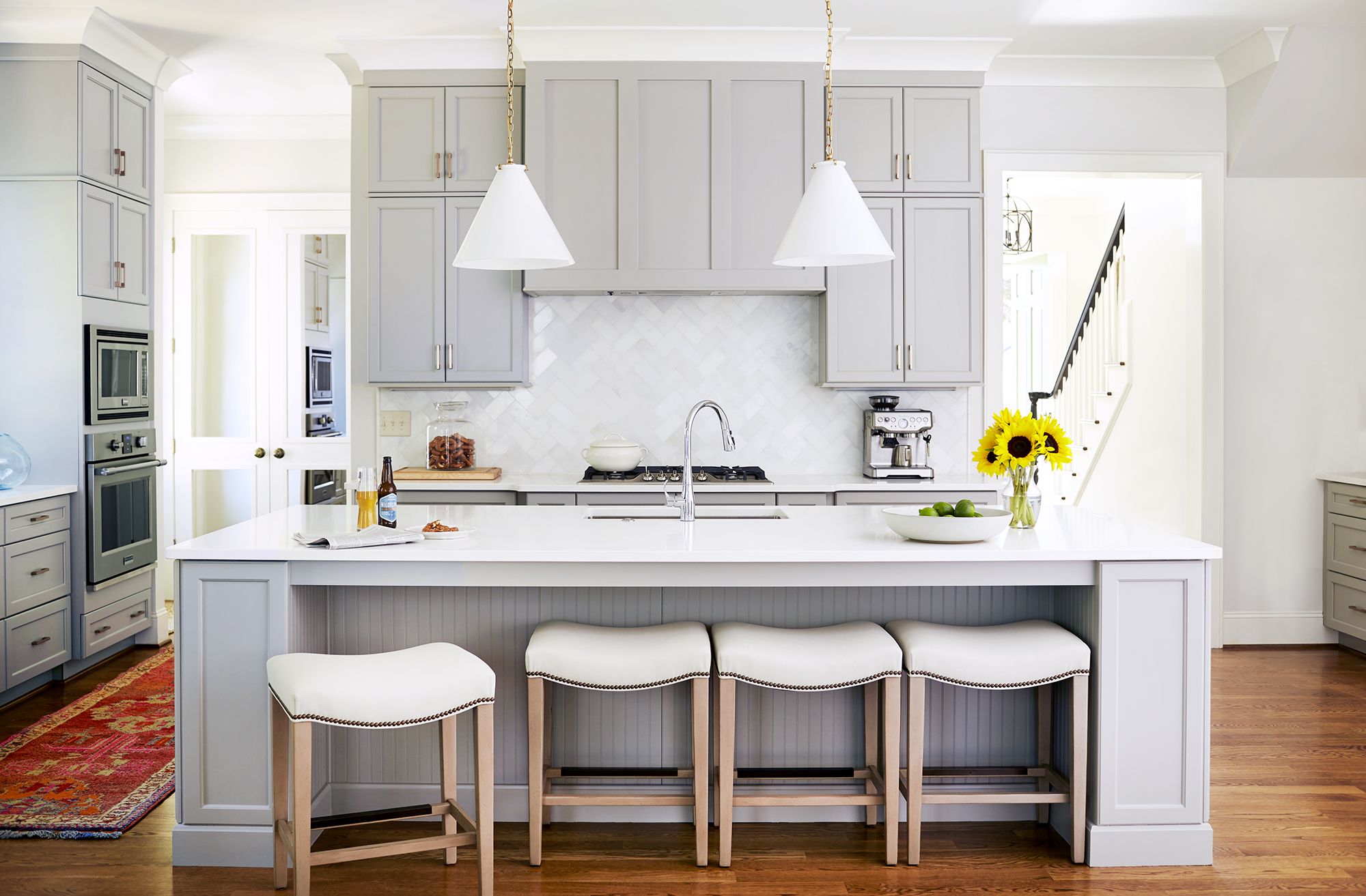 white chimney style range hood