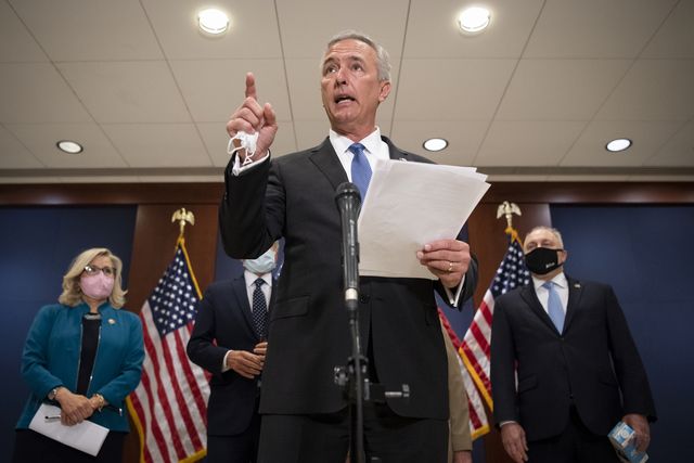 united states april 14 rep john katko, r ny, speaks during a press conference following a house republican caucus meeting in washington on wednesday, april 14, 2021 the house republican members spoke about their recent trip to the southern border and the surge of migrants entering the united states photo by caroline brehmancq roll call, inc via getty images