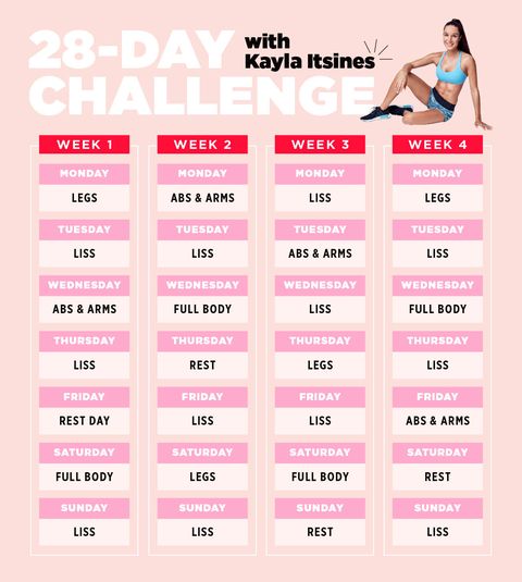 Kayla Itsines' 28-Day Home Workout Plan - No Kit Needed