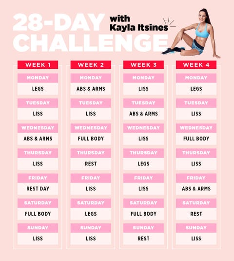 Kayla Itsines' 28-day Home Workout Plan - No Kit Needed