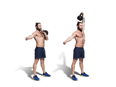 press push with kettlebell