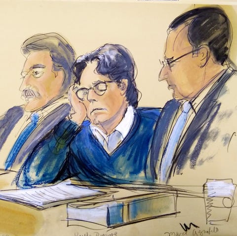 a courtroom sketch of keith raniere