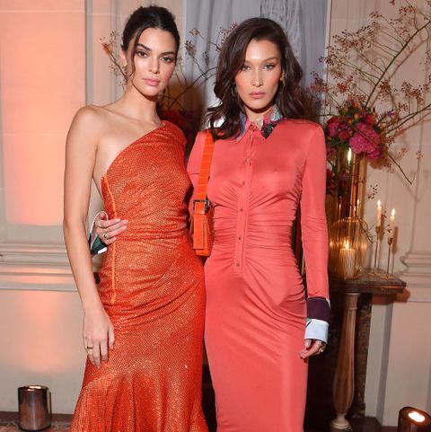 Kendall Jenner and Bella Hadid Wore Orangey-Pink Looks That Coordinated ...
