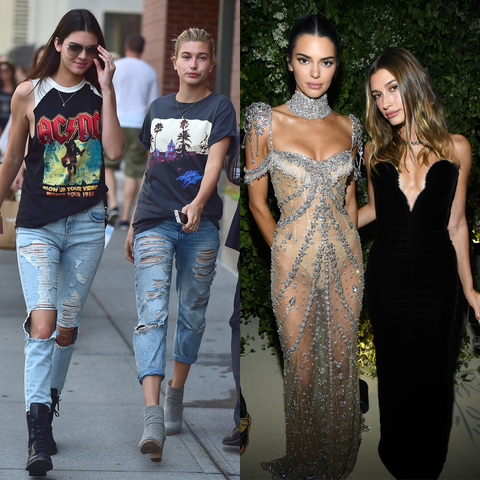 celeb besties style then and now kendall jenner and hailey bieber