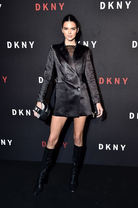 Kendall Jenner Wore a Short Shirt Dress and Tall Boots During New York ...
