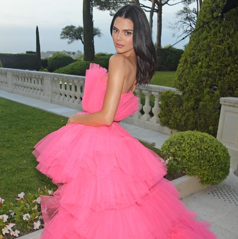 Kendall Jenner Wears Barbie Pink Tiered Dress for amfAR Cannes Gala 2019